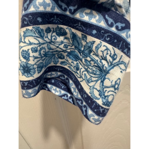 Magaschoni‎ Blue Floral Linen Button Front Shirt Size S/P - Picture 3 of 8